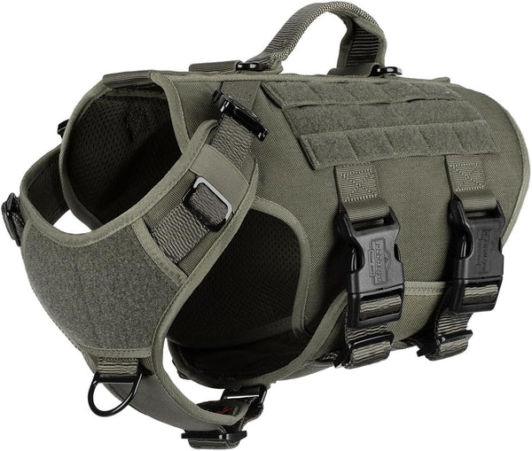 ICEFANG No Pull Tactical Dog Harness for Large Dogs,Adjustable Dog Vest | Control Handle,Molle Panel,Front Hook,3 Leash Clips,Soft Padded,For Walking Training,Pink,Large19