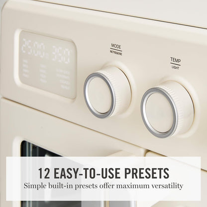 French Door Air Fryer Toaster & Convection Oven 34QT, Linen | 12-In-1 Countertop Oven, Bake, Broil, Roast, Fits 12” Pizza, Dehydrate, Air Fry Basket, Oven Rack, Rotisserie, Cream White4