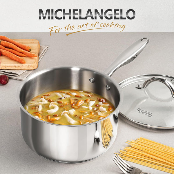 3 Quart Saucepan with Lid, 18/10 Stainless Steel Sauce Pan with Tri-Ply Bottom, 3QT Sauce Pot, Induction Compatible8