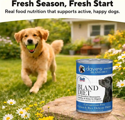 Dave'S Pet Food Bland Diet Dog Food (Chicken & Rice), Sensitive Stomach, Easy to Digest Pate, Gluten-Free, Digestive Care, Low Fat (6%) Limited Ingredients, Complete & Balanced, 13.2 Oz (Case of 12)6