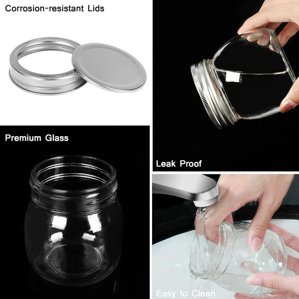 24 Pack 10 Oz Glass Mason Jars, Canning Jars with Regular Mouth Lids | 300 Ml Glass Jars Storage Containers for Overnight Oats, Jam, Jelly, Honey, Beans, Spice, Wedding Party Favors, Shower Favors3