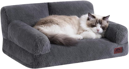 Hollypet Small Dog Large Cat Bed Puppy Couch Beds for Pets up to 25 Lbs | Fluffy Dog Cat Couch Plush Soft Warming Pets Beds with Machine Washable Cover and Non-Slip Bottom2