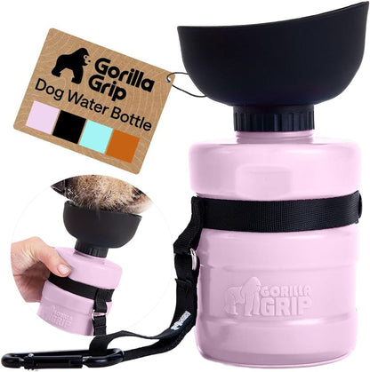 GORILLA GRIP Dog Water Bottle, Portable Water Bowl Dispenser for Dogs, 16 Oz Leak Proof Pet Travel Squeeze Bottles Food Grade Silicone, Stocking Gifts for Pets to Go Puppy Essentials, Black12