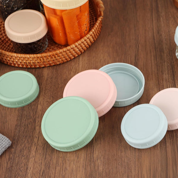 8 Pack Regular Mouth Plastic Mason Jar Lids for Ball, Kerr and More, 70Mm Colored Canning Tops with Silicone Rings, Food Grade & Leak-Proof4