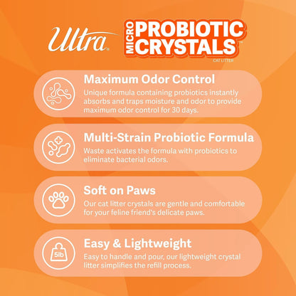 NEW Ultra Probiotic Micro Crystals Cat Litter - 99.9% Dust Free, Soft on Paws, Fragrance Free - 5 Lbs.3