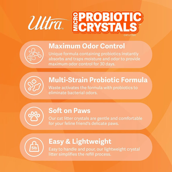 NEW Ultra Probiotic Micro Crystals Cat Litter - 99.9% Dust Free, Soft on Paws, Fragrance Free - 5 Lbs.3