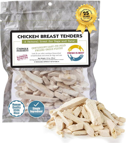 Fresh Is Best Freeze Dried Dog Treats - Raw Freeze Dried Chicken Breast for Dogs & Cats - Healthy Dog Training Treats in Resealable Zipper Bag - High-Protein Single Ingredient - Made in the USA1