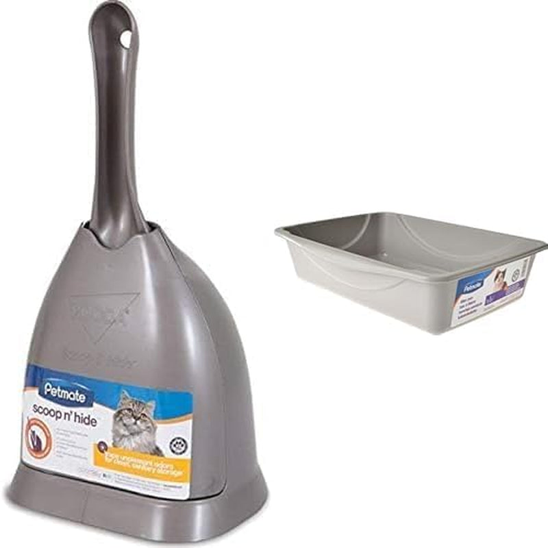 petmate-scoop-n-hide-cat-litter-scoop-with-holder-in-brushed-nickel-small-blue-gray-litter-pan-bundle