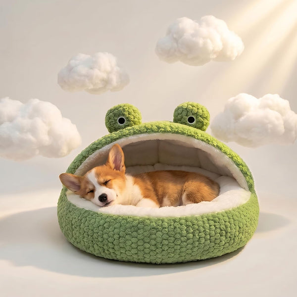 CWV Cute Cat Beds Kitten Beds, Soft Small Dog Beds, Washable Pet Beds for Puppy and Kitty, Funny Frog Cat Cave, 23 Inches6