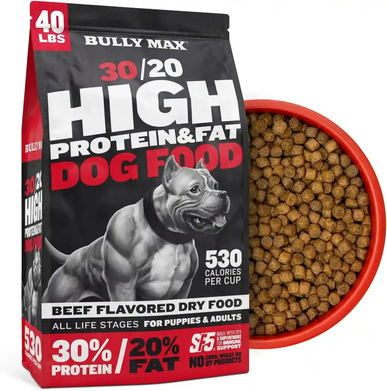 bully-max-dry-dog-food-for-adults-puppies-high-protein-fat-for-muscle-weight-gain-high-performance-dog-food-supplements-small-large-breed-dogs-535-calories-per-cup-chicken-15lb-bag