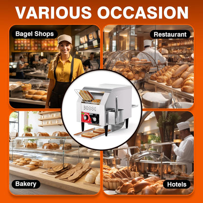 Commercial Conveyor Toaster 150Pcs/H - Electric Conveyor Belt Toaster for Toast, Bun, Bagel, Bread, Heavy Duty Stainless Steel Toaster Oven for Restaurant, Bakery, Buffet Use8