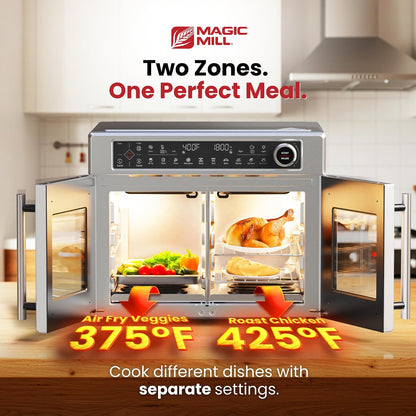 Ultra-Premium Dual-Zone Stainless Steel Air Fryer Toaster Oven Combo, Extra Large 32QT French Door Convection Oven with Next-Gen Patent Technology, 13 Accessories, Rotisserie, Sync Finish2