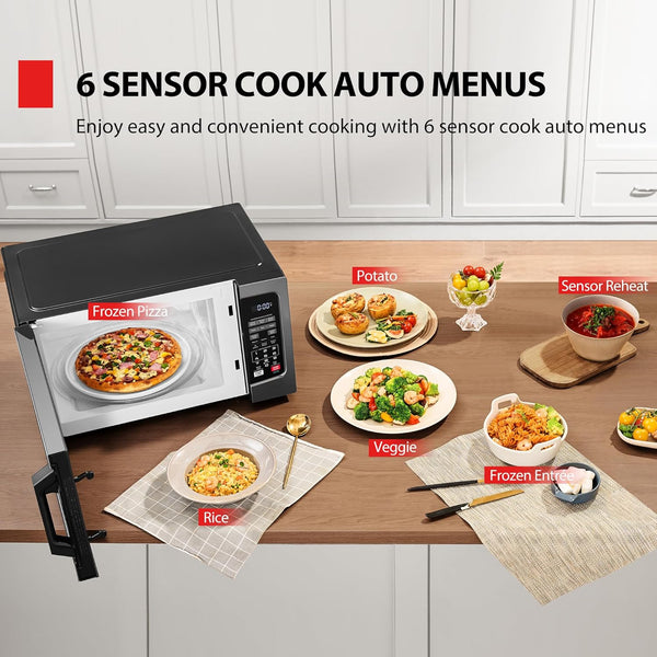 Countertop Microwave Oven, 1.2 Cu.Ft, 1000W, Black | 12.4" Removable Turntable, Smart Humidity Sensor, 12 Auto Menus, Mute Function, ECO Mode, Easy Clean Interior4