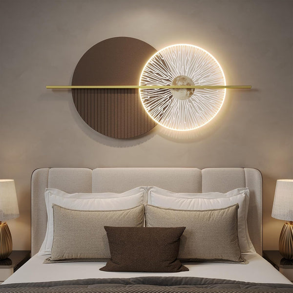 Large LED 3D Wall Art for Living Room, Modern Abstract Acrylic Luxury Textured Horizontal Wall Decor Prints, Brown Minimalist Geometric Lighted Home Decor for Bedroom Dining Room Hallway2