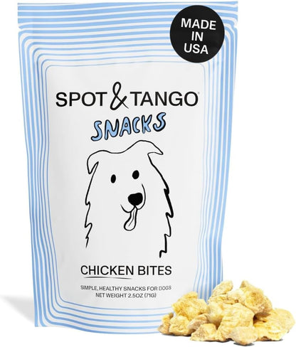Spot & Tango Chicken Bites Dog Treats - Single Ingredient, 100% Chicken Breast - Freeze-Dried Treats - Grain & Gluten-Free - Usa-Made - for Small, Medium, and Large Dogs1