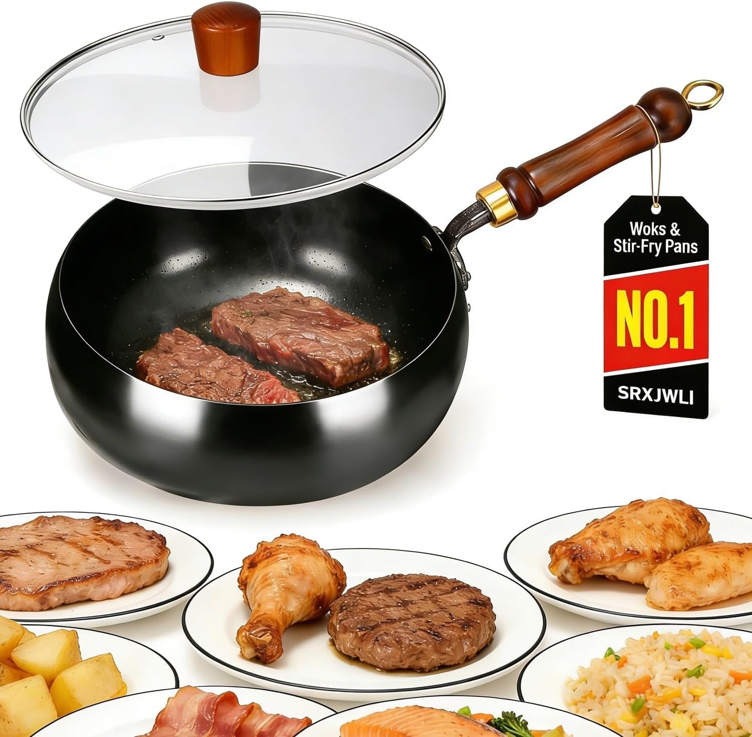 cast-iron-wok-japanese-cookware-with-lid-pan-cooking-thick-soup-hand-hammered-frying-pot-hotpot-mini-small-asian-non-stick-upgraded-sauce-steel-carbon-deep-enamel-skilletglass-lid-11in