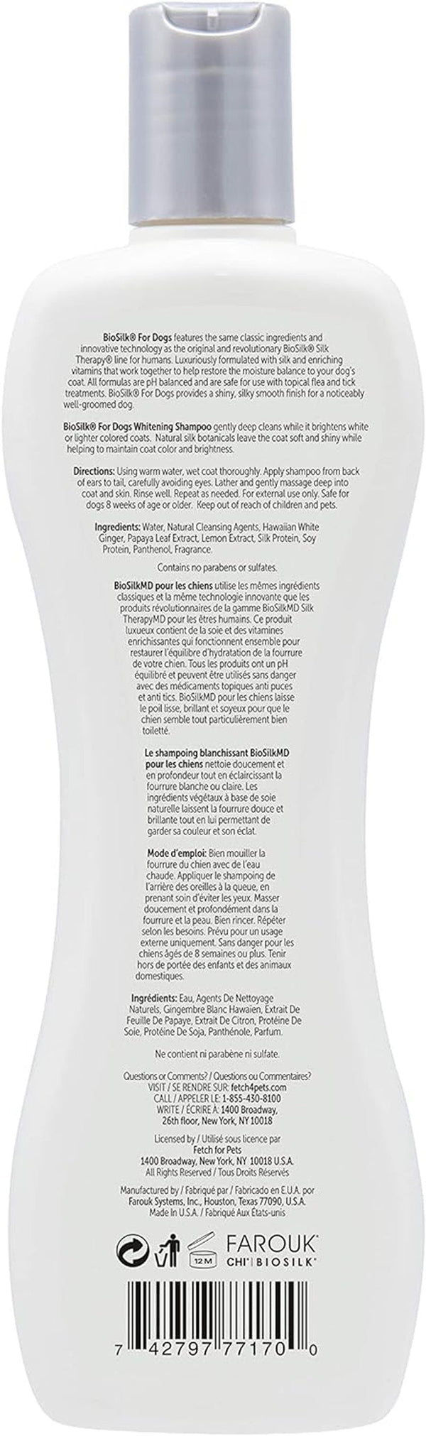 Biosilk Silk Therapy Whitening Dog Shampoo, Brightening Pet Shampoo with Silk Protein for White and Light Colored Coats, Enhances Shine and Softness, Ph Balanced Dog Wash, 12 Fl Oz | Brightening Formula with Silk Protein Enhances Shine and Softness for White and Light Coats2