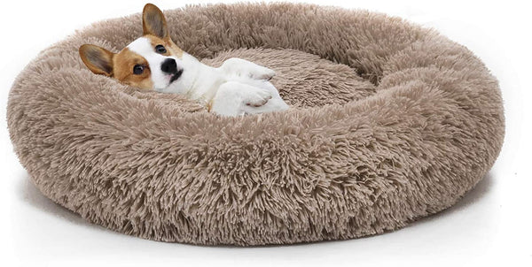 MIXJOY Orthopedic Dog Bed Comfortable Donut Cuddler round Pet Beds Ultra Soft Washable Dog and Cat Cushion (20''/23''/30'') (23'', Brown)1