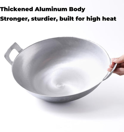 Kawali Filipino Wok, 13 in Aluminum Double-Handle Pan | Deep Round-Bottom Design, for Pancit, Stir-Frying and Shallow Frying, Gas and Outdoor Burner Use2