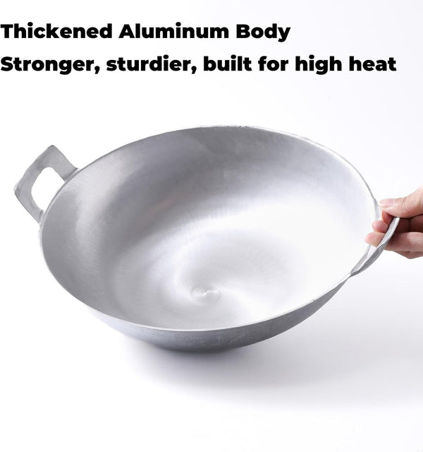 Kawali Filipino Wok, 13 in Aluminum Double-Handle Pan | Deep Round-Bottom Design, for Pancit, Stir-Frying and Shallow Frying, Gas and Outdoor Burner Use2