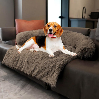 Calming Dogs/Cats Bed Mats, Dog Pad Washable Removable Couch Cover, Plush Long Fur Mat for Pets, Waterproof Lining, Perfect for Small, Medium and Large Dogs and Cats (Gradient Gray, 36"X31")31