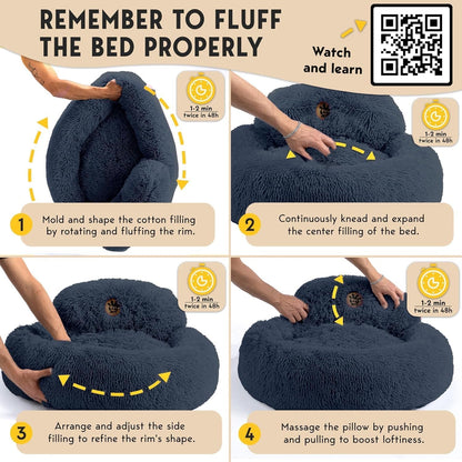 Petjett Calming Dog Bed Medium Size Dog - 30'' Donut Bed, Washable Dog Bed, Anti-Slip & Super Soft Fluffy Plush round Dog Bed, Anti-Anxiety Premium Comfort Pet Bed, Fits Dogs Upto 45 Lbs - Dark Grey6