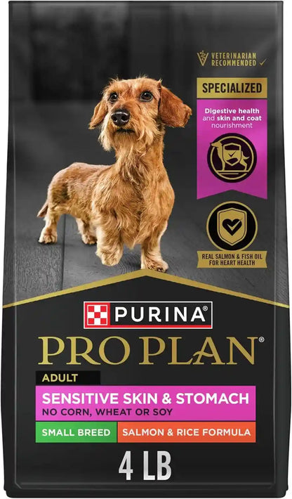 Purina Pro Plan Sensitive Skin and Stomach Dog Food Small Breed, Adult Salmon & Rice Formula - 4 Lb. Bag1