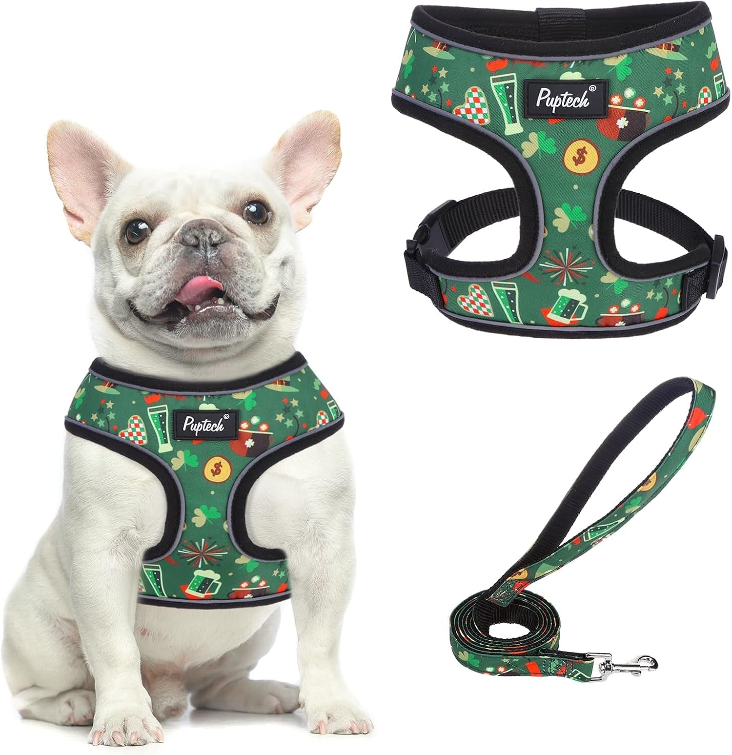 pupteck-soft-mesh-dog-harness-small-sized-and-leash-set-pet-puppy-cat-comfort-padded-vest-no-pull-harnesses-beige-s