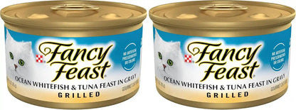 Purina Fancy Feast Grilled Wet Cat Food Ocean Whitefish and Tuna Feast in Wet Cat Food Gravy - (Pack of 24) 3 Oz. Cans11
