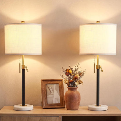 Gold Table Lamps Set of 2, 22" to 30" Adjustable Nightstand Lamps for Bedroom, Dimmable End Table Lamps for Living Room Console Entry Farmhouse Home Decor, New House Warming Gifts1