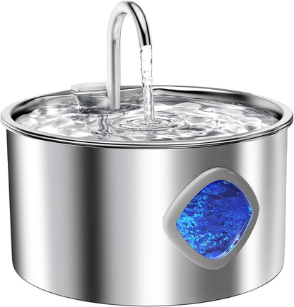 Cat Water Fountain Stainless Steel: 108Oz/3.2L Cat Fountain for Drinking - Pet Water Fountains for Cats Indoor - Cat Water Bowl Dispenser - Pets Feeding & Watering Supplies - Water Level Window1