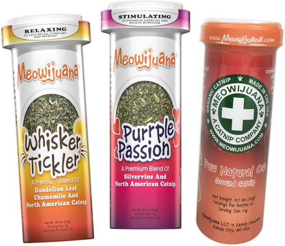 Meowijuana Catnibas Catnip Pawty Mix Jar | High Potency Catnip Blend | Organic Hand-Harvested North American Catnip Blend for Cats; Fine-Ground for Toys, Beds & Scratchers; Play or Calm8