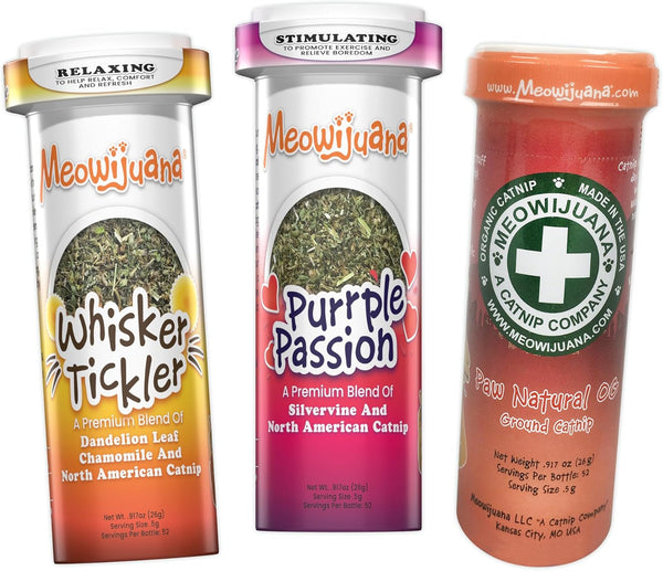 Meowijuana Catnibas Catnip Pawty Mix Jar | High Potency Catnip Blend | Organic Hand-Harvested North American Catnip Blend for Cats; Fine-Ground for Toys, Beds & Scratchers; Play or Calm8