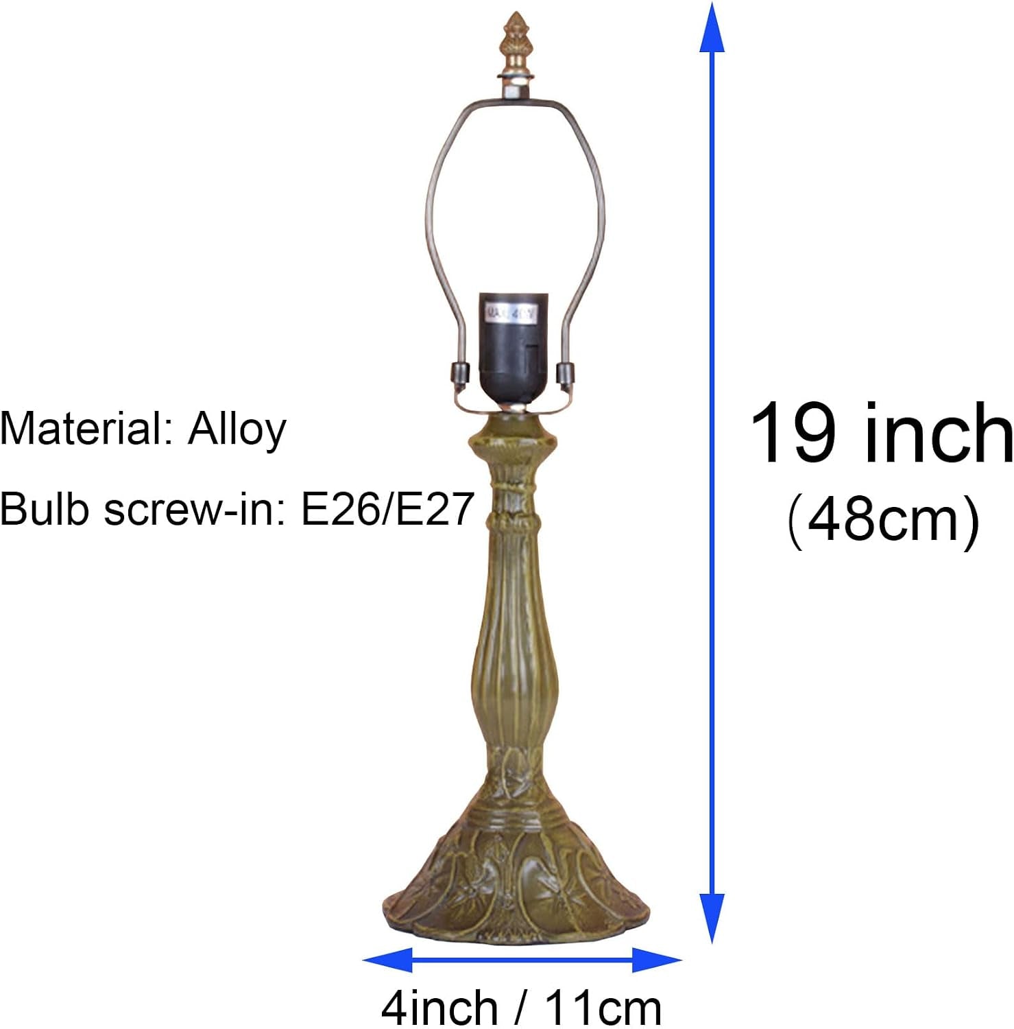 tiffany-table-lamp-base-replacement-only-for-12-inches-stained-glass-lampshade-pole-height-19-inches-bronze-finished-alloy-desk-lights-base