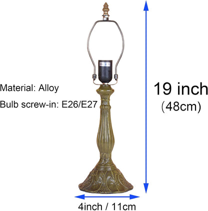 Tiffany Table Lamp Base Replacement, Only for 12 Inches Stained Glass Lampshade Pole Height 19 Inches Bronze Finished Alloy Desk Lights Base3