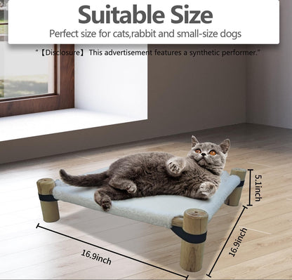 Pozico Cat Hammock Bed – Wooden Elevated Cat/Dog Bed with Plush Winter Fabric – Raised Pet Cot Furniture for Small Dogs, Cats & Small Animals – Warm Indoor Lounger – Portable & Washable2