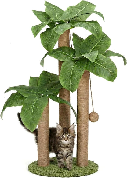 LEMONDA 31.5Inch Cat Scratching Post,Cat Scratcher Tree with 3 Scratching Poles & 2 Interactive Dangling Balls,Cats Scratching Posts for Indoor Kitten & Adult Cats | Cat Scratcher Tree, 3 Scratching Poles, Cat Scratching Posts,2 Interactive Dangling Balls, for Indoor Kitten & Adult Cats1