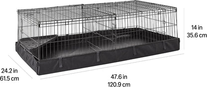 Amazon Basics Leakproof Canvas Bottom Guinea Pig Cage, Easy to Clean Small Animal Habitat with Divider Set, Indoor/Outdoor, Portable, No Tools Needed, 47.6"L X 24.2"W X 14"H, Black8