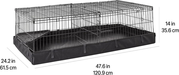 Amazon Basics Leakproof Canvas Bottom Guinea Pig Cage, Easy to Clean Small Animal Habitat with Divider Set, Indoor/Outdoor, Portable, No Tools Needed, 47.6"L X 24.2"W X 14"H, Black8