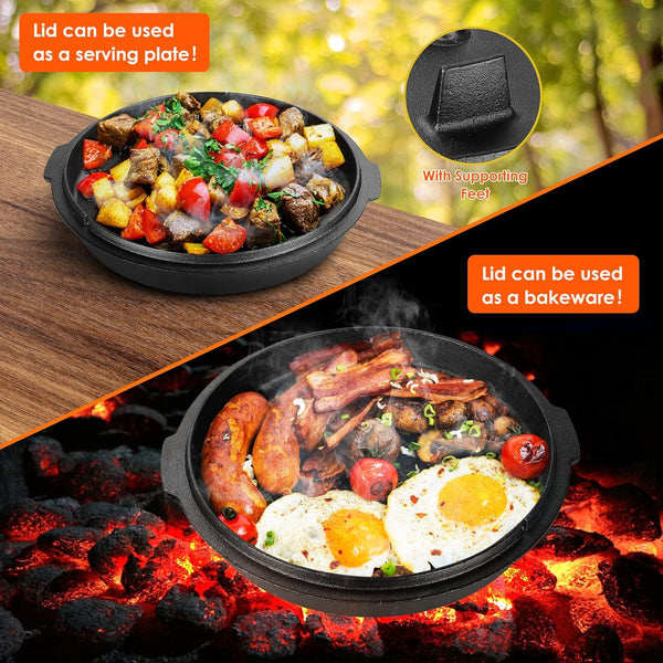 13.2 Quart Cast Iron Dutch Oven Pot with Lid, Black | Dutch Oven with Lid Lifter Handle, Stand & Dual Function Lid Griddle for Home Cooking, BBQ & Baking2