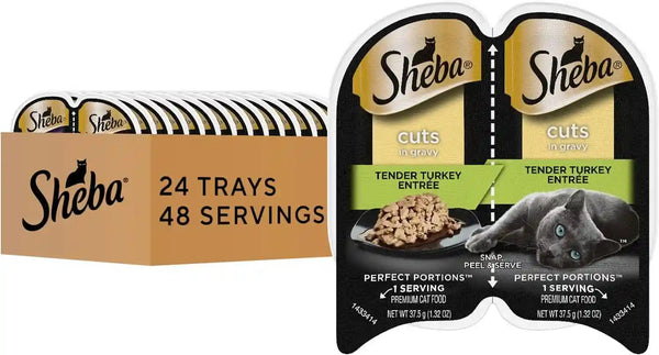 Sheba Perfect Portions Cuts Wet Cat Food, Sustainable Salmon, 2.6 Oz, 24 Ct | Grain-Free, Sustainable Salmon, 48 Servings, No Fillers or Artificial Flavors, Essential Vitamins & Minerals, Twin-Pack Trays16