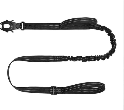 ICEFANG Tactical Dog Leash with Quick-Release Metal Clasp,Bungee-Dog Lead | with 2 Control Handles,Hands Free D-Ring ,Reflective ,4Ft Length for Medium Large Dogs, Brown10