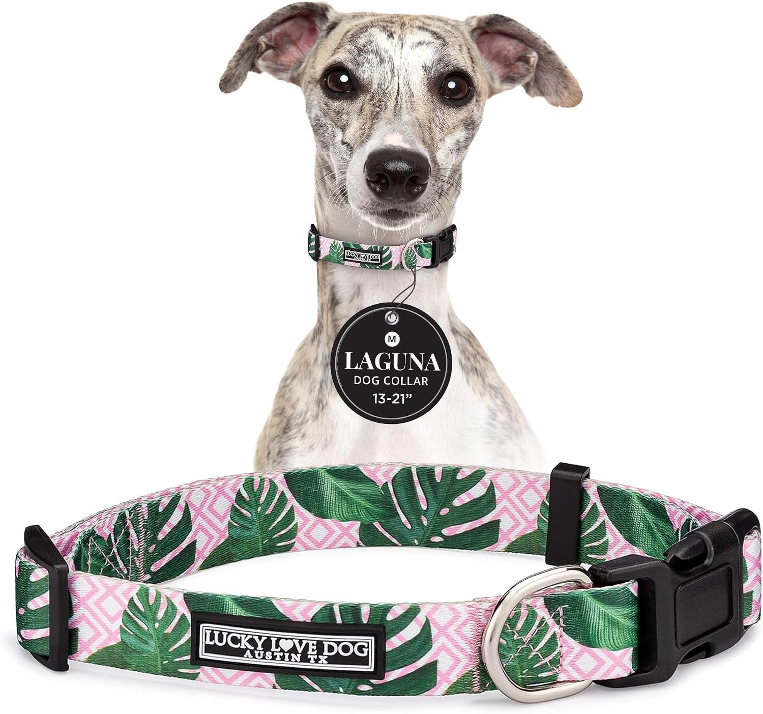 lucky-love-dog-easy-click-buckle-dog-collar-with-leash-set-combo-durable-comfortable-for-male-female-dogs-pet-collar-for-medium-dogs-secure-fit-blackbird-combo-medium