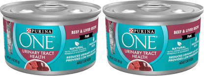 Purina ONE Urinary Tract Health, Natural Pate Wet Cat Food, Urinary Tract Health Beef & Liver Recipe - (Pack of 24) 3 Oz. Pull-Top Cans10