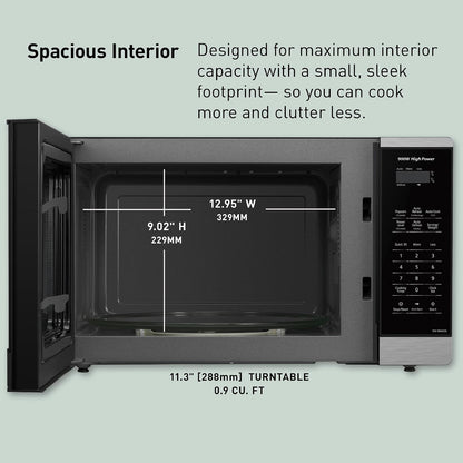 Panasonic Countertop Microwave Oven, 900W, 0.9 Cu. Ft., Sensor Cook and Reheat, 10 Power Levels, Auto Defrost, Keep Warm, Child Lock, Stainless Steel - NN-SB42QS4