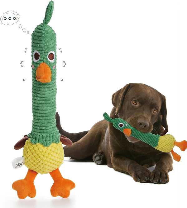 Nocciola 2 in 1 Easter Duck Dog Toy with a Large Rubber Squeaker - Tough Durable Stuffed Squeaky Crinkle Chew Toys for Aggressive Chewers, Medium and Large Breeds1
