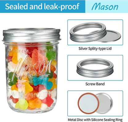 Wide Mouth Mason Jars 16 Oz with Lids 8 Pack, Canning Jars with Metal Airtight Lids and Bands, 16 Oz Glass Jars for Fermenting, Meal Prep, Freezing3