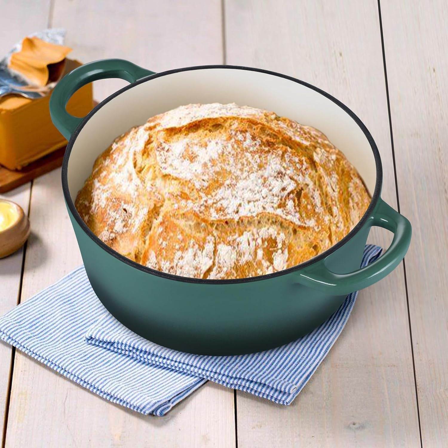3-qt-enameled-cast-iron-dutch-oven-with-lid-small-round-nonstick-dutch-oven-pot-for-bread-baking-braising-stews-roasting-cooking-heavy-duty-induction-oven-safe-forest-green