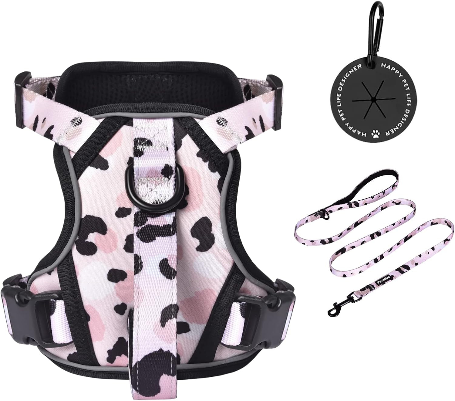 petmolico-no-pull-cute-dog-harness-reflective-light-blue-small-set-includes-leash-waste-bag-holder-2-clips-handle-soft-comfy-fit-adjustable-ideal-for-daily-walks-travel