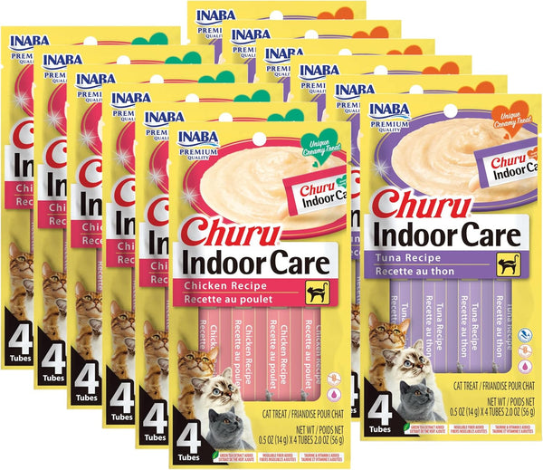 INABA Churu for Cats, Functional, Creamy Lickable Purée Cat Treat for Indoor Care and Hairball Control, 0.5 Ounces Each, 24 Tubes (4 per Pack), 2 Flavor Tuna and Chicken Variety Pack15